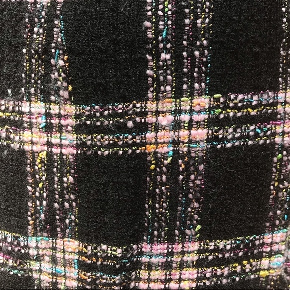Emil Rutenberg Tweed Bouclé Knit Plaid Pencil Skirt Black Pink Luxury 10 - Picture 5 of 7